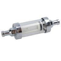 Inline Fuel Petrol Filter Glass + Chrome Universal for 8mm (5/16”) Hose