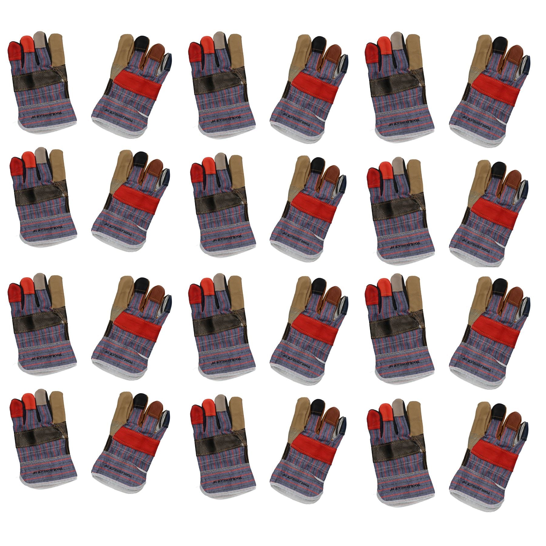 Lot de 12 paires de gants de travail en cuir arc-en-ciel de 10 pouces pour meubles, vêtements de sécurité et jardinage