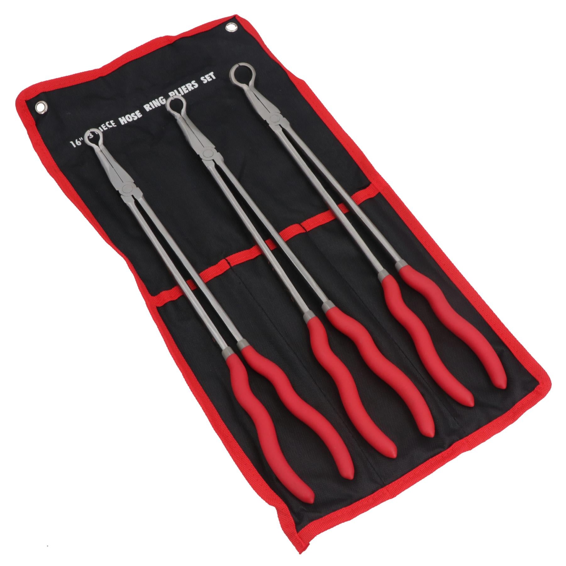 16" Schlauchringzange mit großer Reichweite für Schlauchschellen 8 mm, 10 mm und 12 mm, 3-teiliges Set