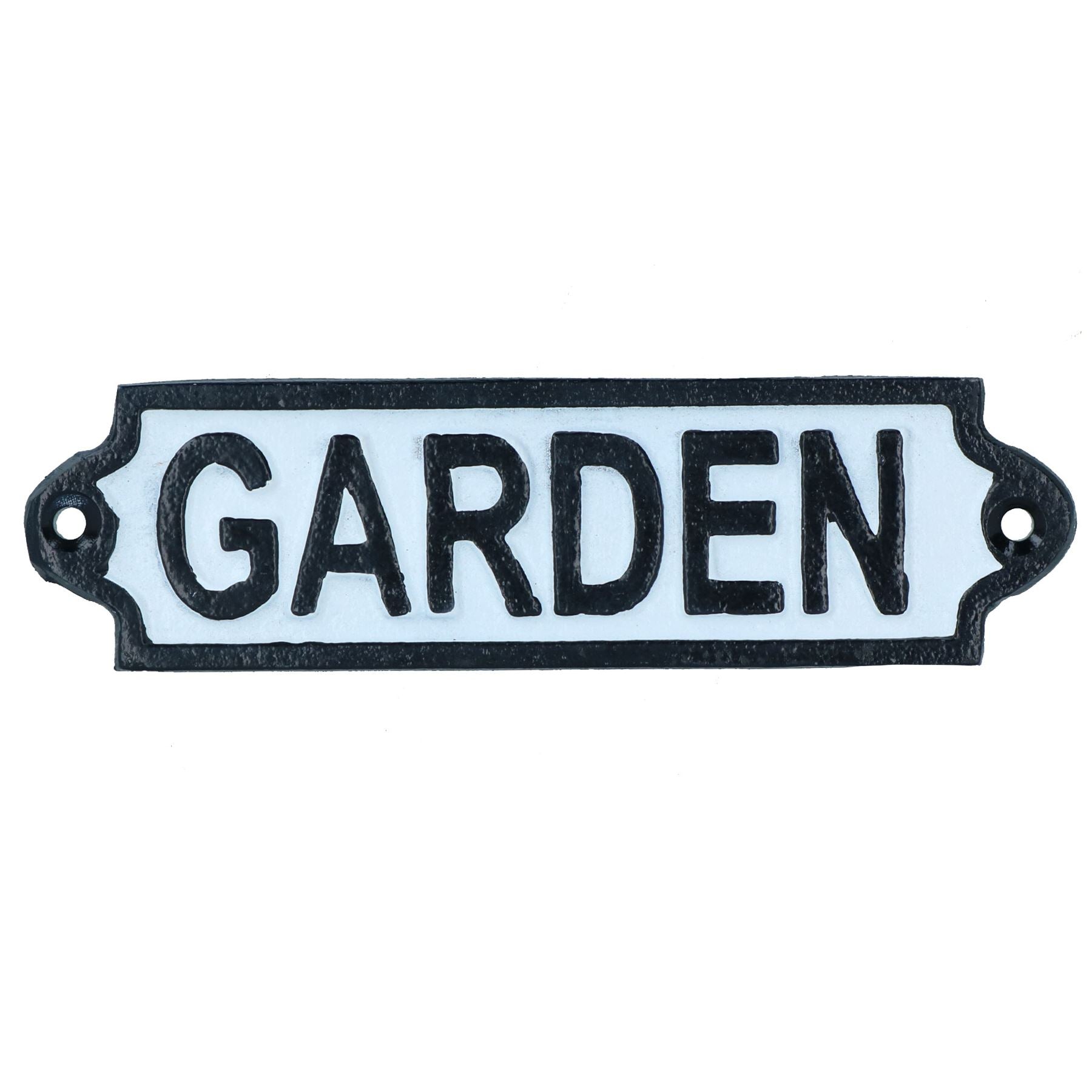 Gartenschild aus Gusseisen, Tür, Wand, Haus, Tor, Zaun, Pfosten, Hof, Schuppen