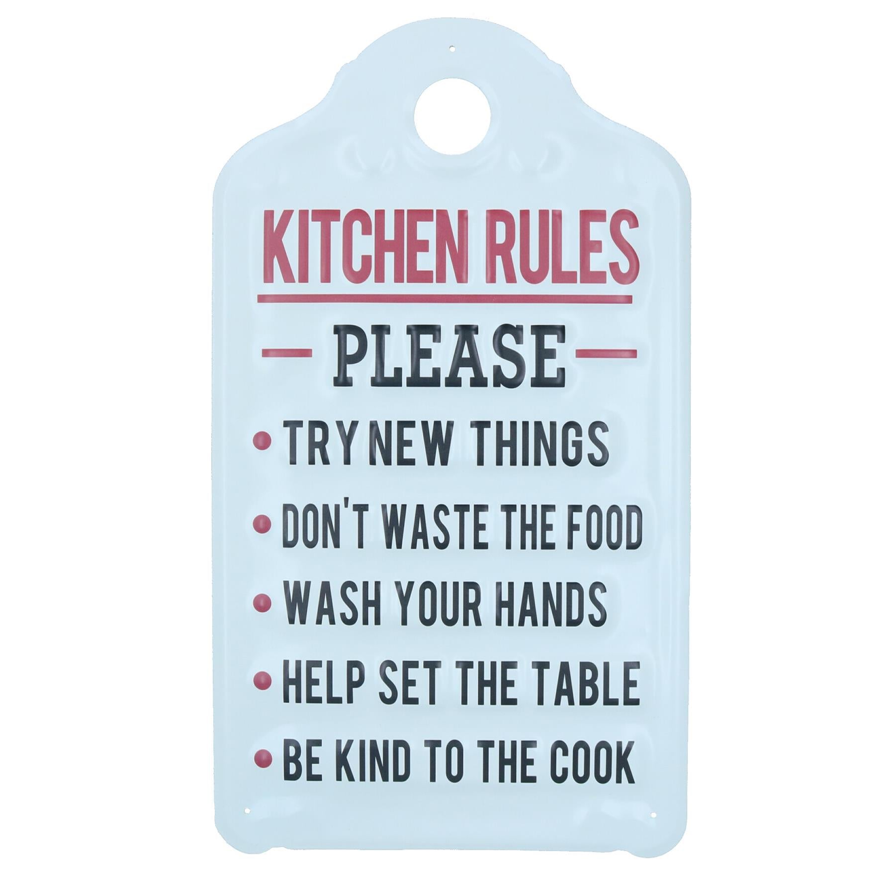 Kitchen Rules Sign Plaque Metal Wall Door House Home Pantry Dinning Room