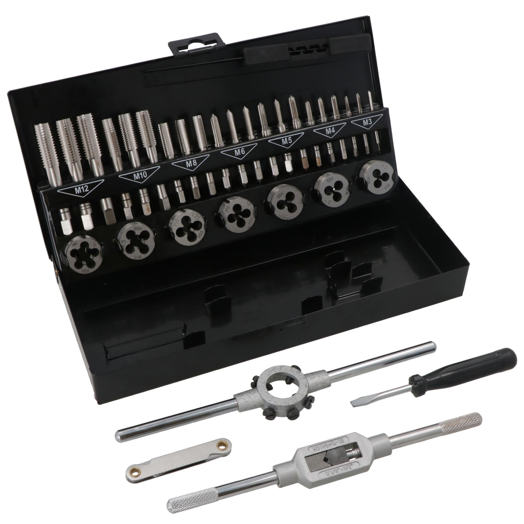 32pc HSS Metric Tap and Die Set M3 - M12 1st 2nd and Plug Finishing TE174