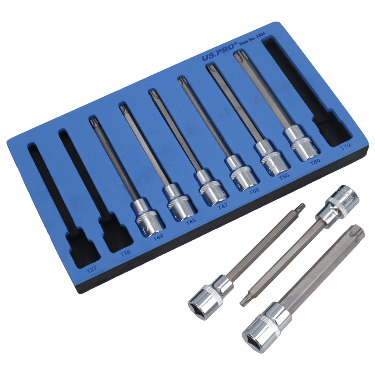 Douilles Torx courtes et longues mâles et femelles 1/2" T27 – T70 E10 – E24 18 pièces
