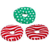 Dog Christmas Gift Set of 3 Doggy Doughnuts Soft Knitted Dog Play Toy