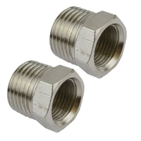 1/2" BSP Male to 3/8" BSP Female Threaded Adapter Hex Bush 2 PACK FT066