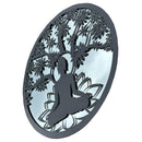 Black Metal Round Buddha Tree Mirror Wall Art Garden Home Gift