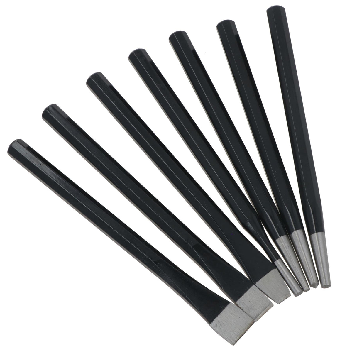 7pc Punch And Chisel Set With Taper Pin Cold Chisels + Centre Punch