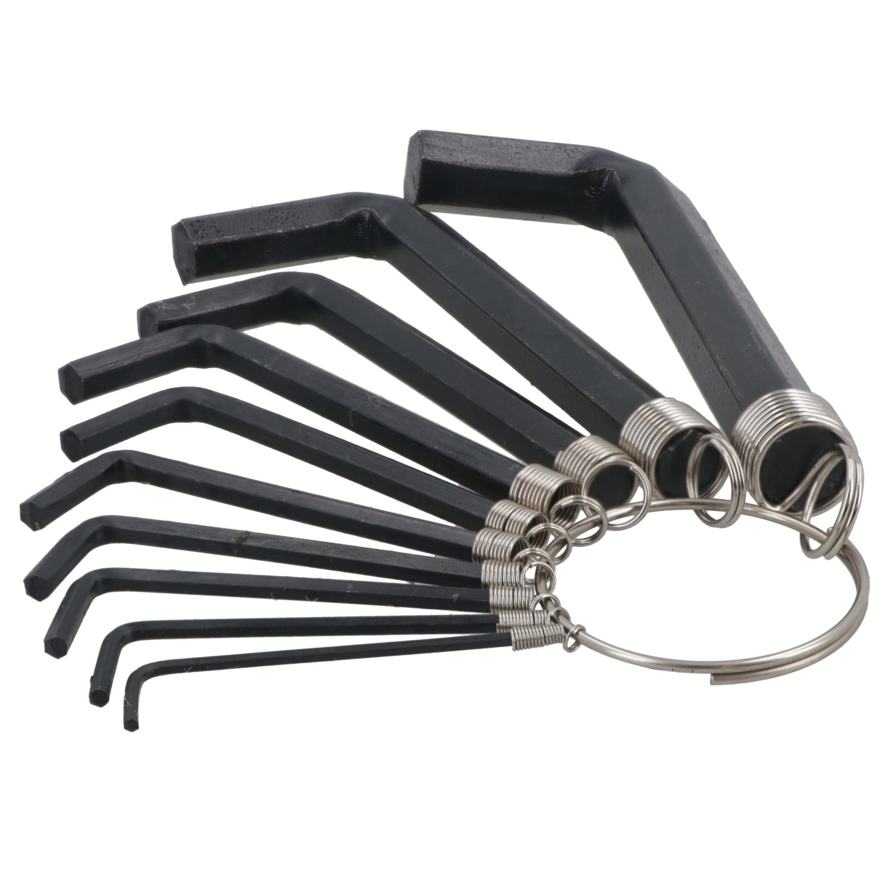 Metric Allen Hex Hexagon Key Wrench Set On A Key Ring 1.5mm - 10mm 10pc