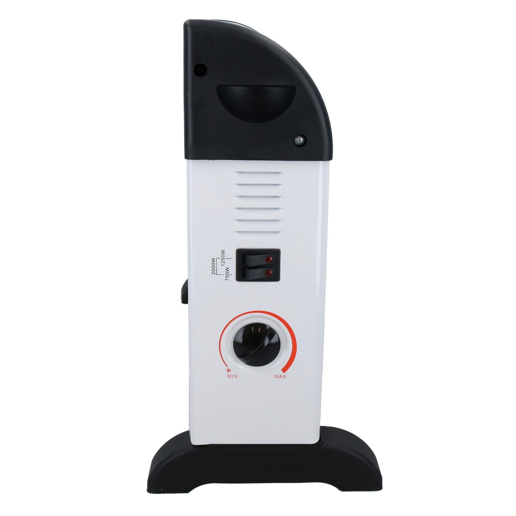 White 2KW Electric Fan Convector Heater Adjustable Thermostat Free Standing Home