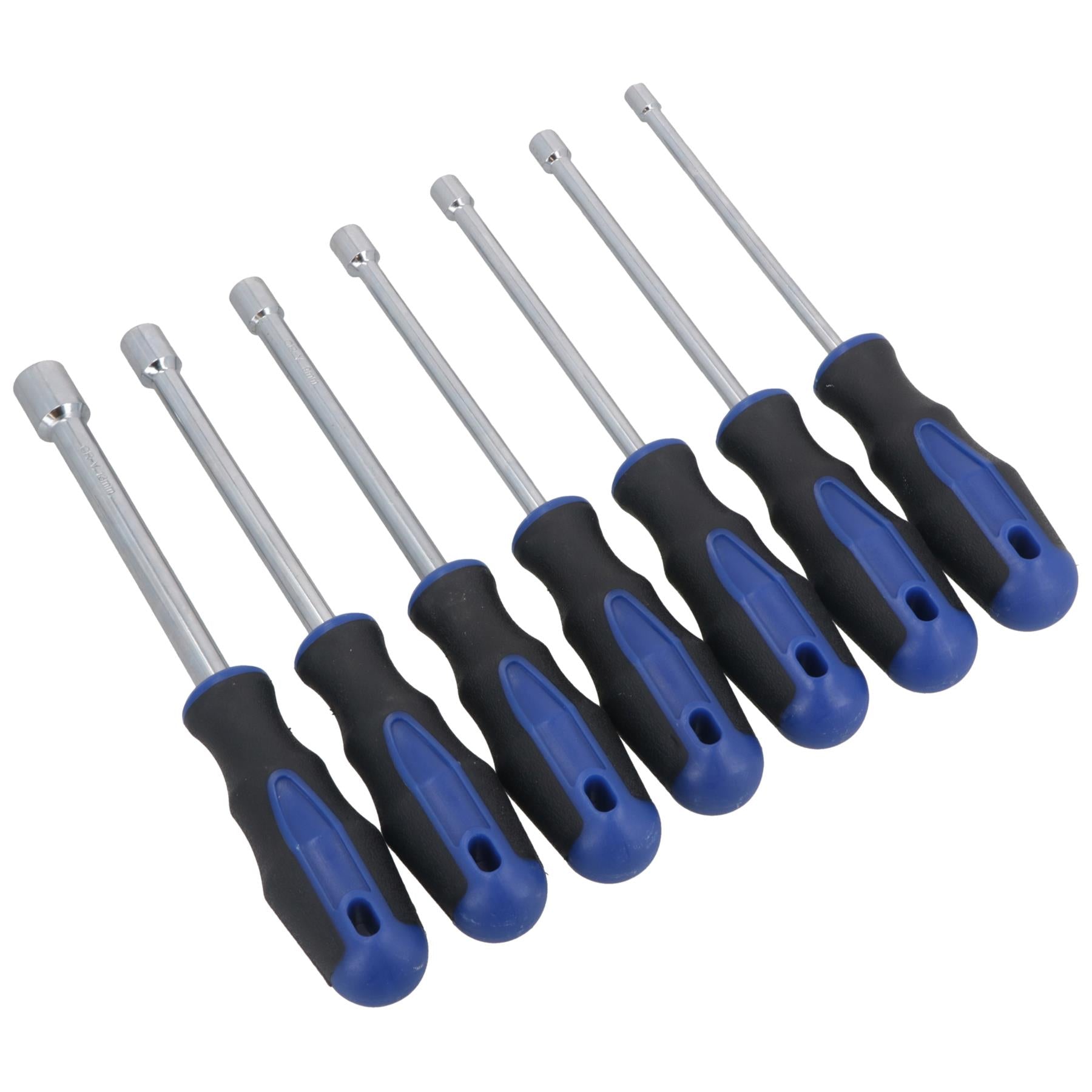 Lot de 7 tournevis à écrous hexagonaux extra longs métriques avec douilles rotatives de 5 à 13 mm à poignée souple