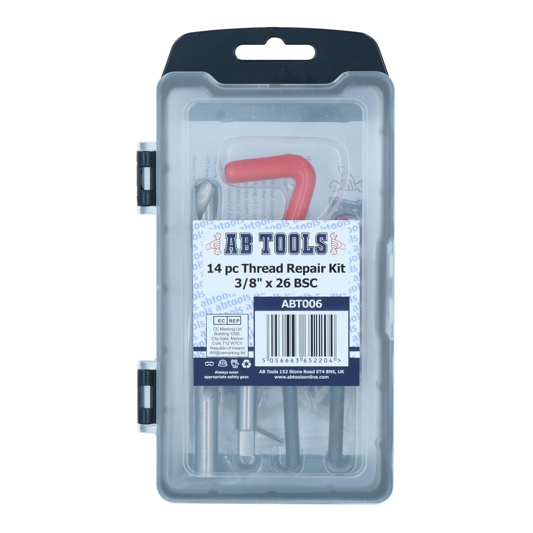 3/8” x 26 BSC Thread Repair Cutter Kit Helicoil Set for Damaged Threads 14pc