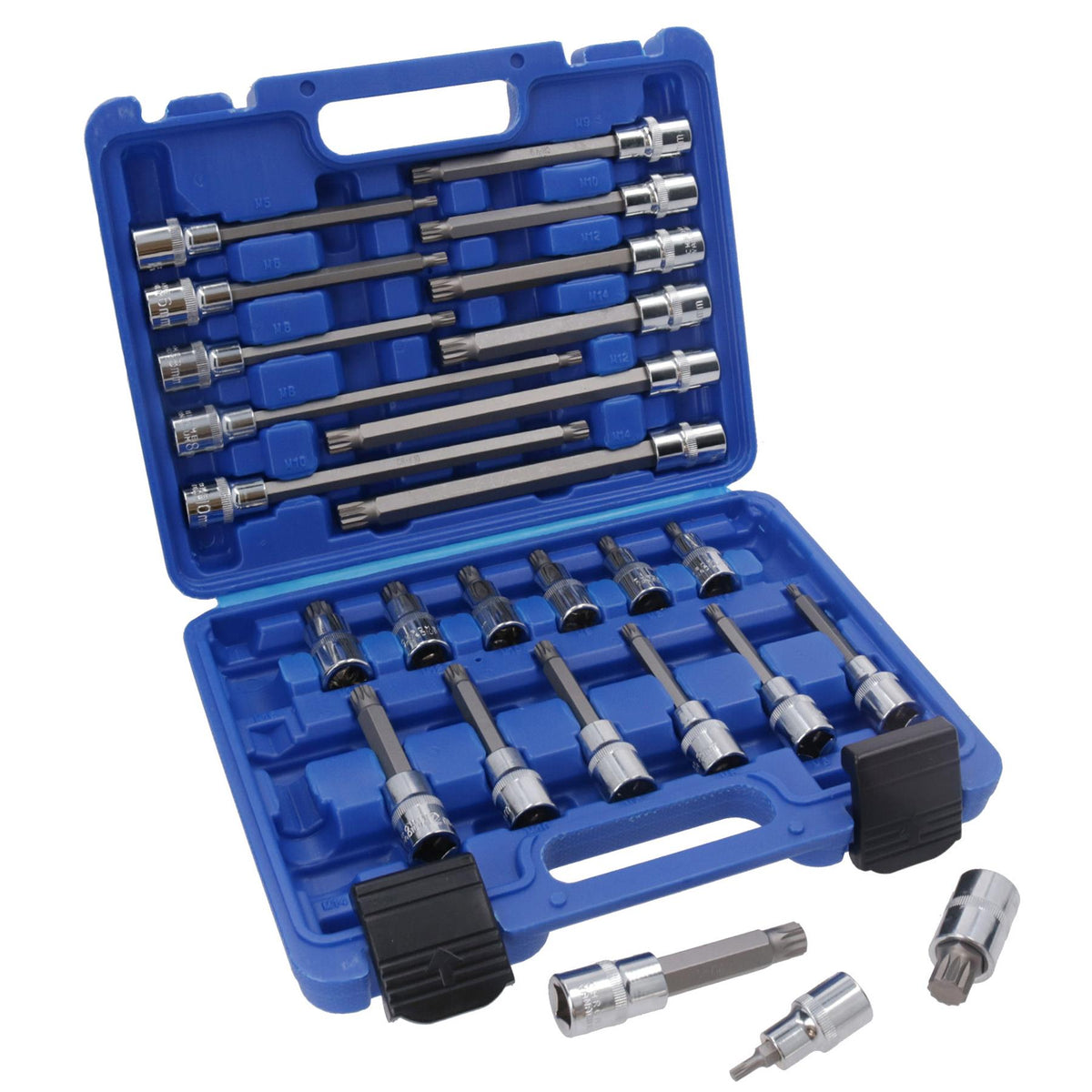 Douilles cannelées mâles 1/2" peu profondes et profondes M5 - M16, lot de 25 pièces
