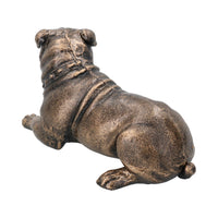 Statue en fonte de chien pitbull couché, figurine, trophée, ornement, sculpture, Staffy