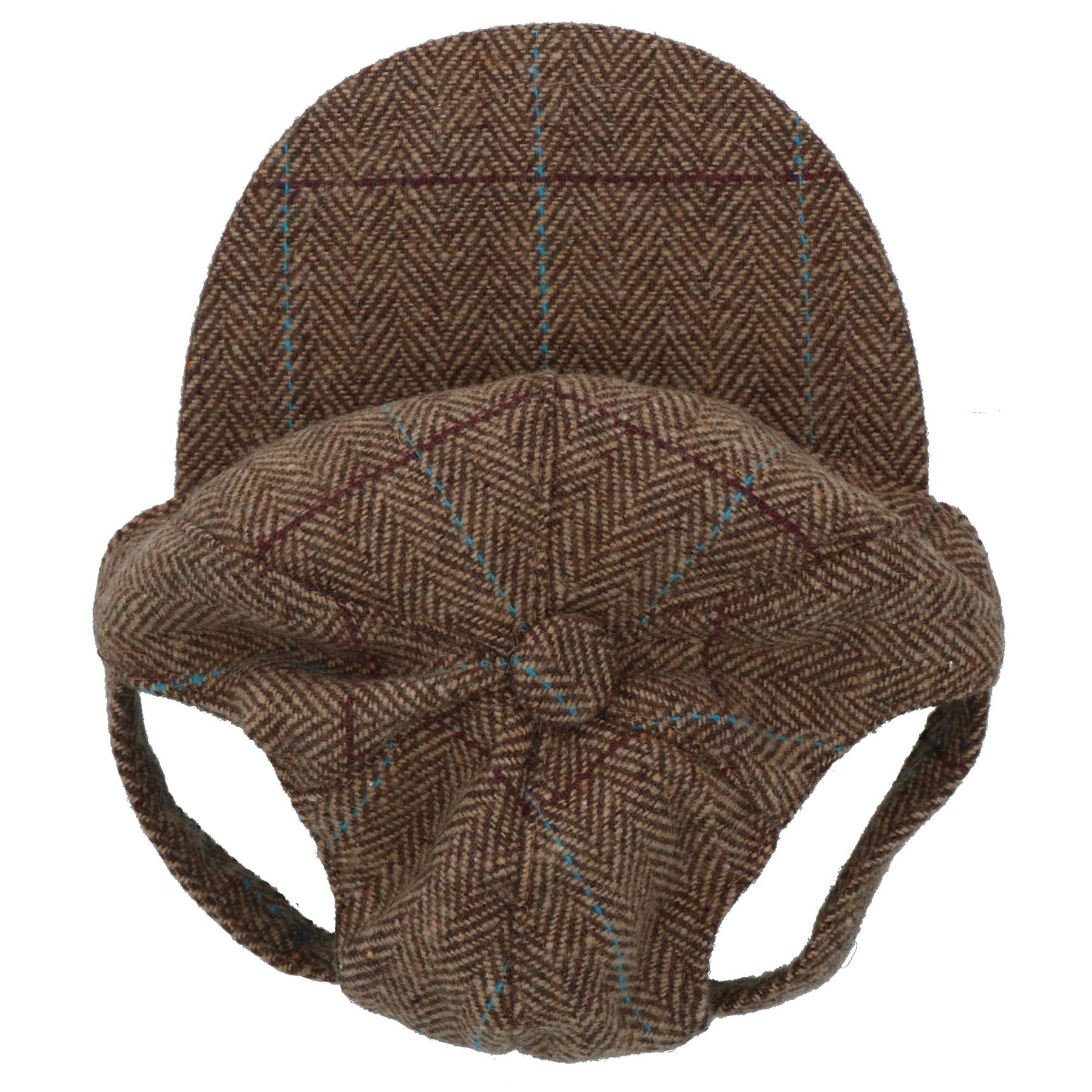 Small Smart Stylish Brown Tweed Dog Puppy Hat Cap With Dog Ear Slots