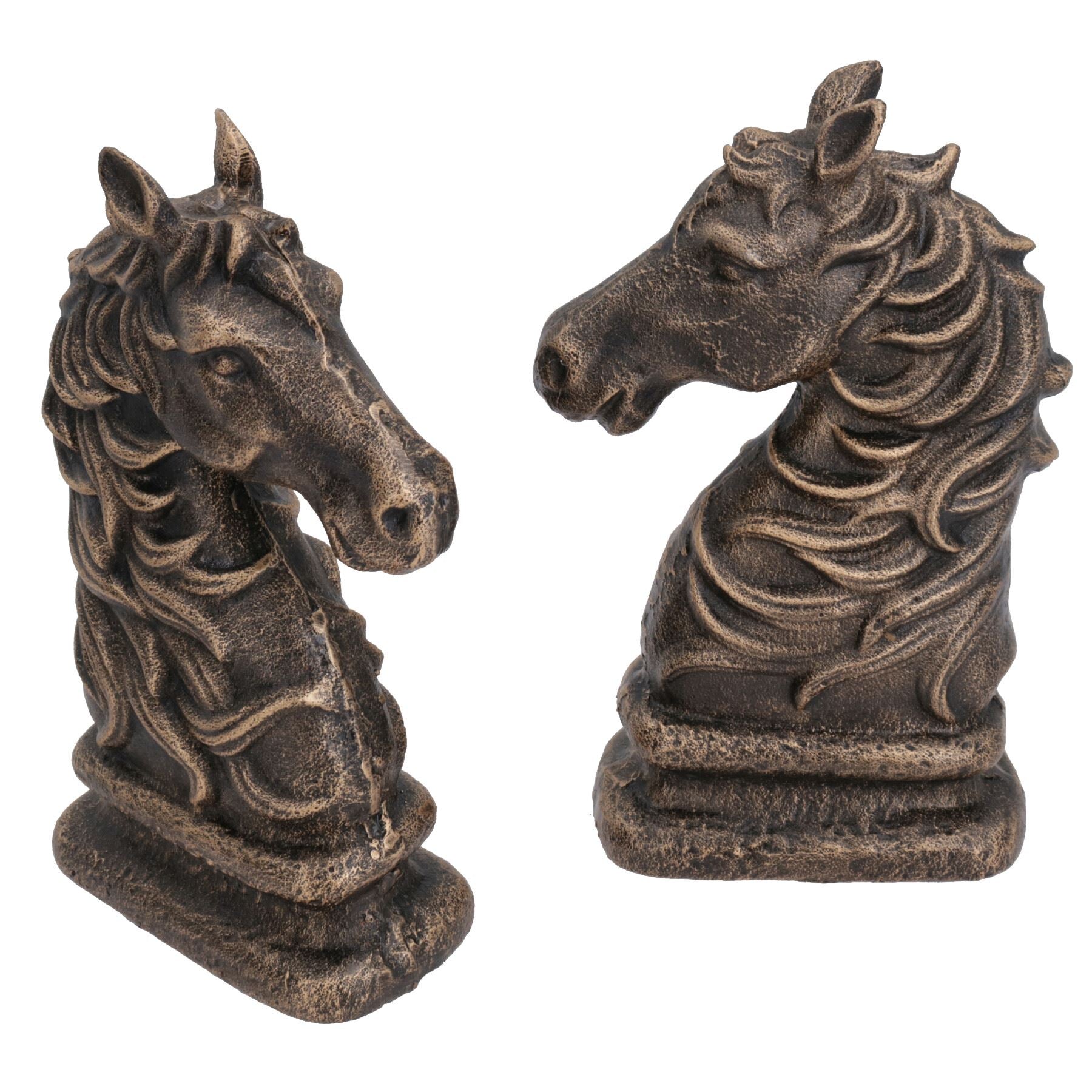 Horse Head Bust Bookends Ornament Figurine Cast Iron Book Ends Stand Holder