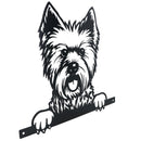 Black Metal Peeking West Highland Terrier Silhouette Fixing Plate Garden Decor