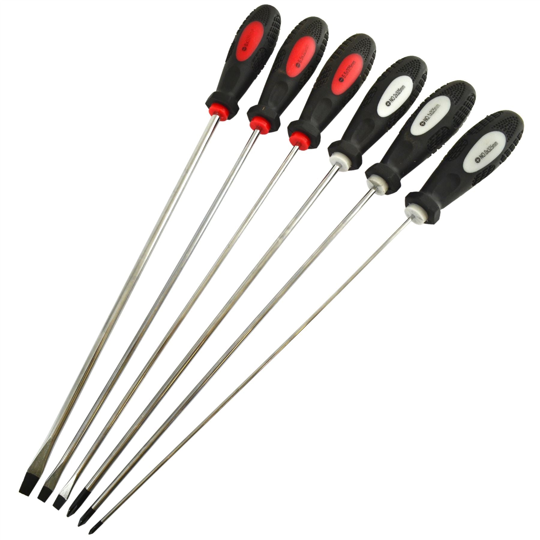 6pc Turbo Twist Extra Long Screwdriver Phillips Flat Head Slotted Magnetic SIL240