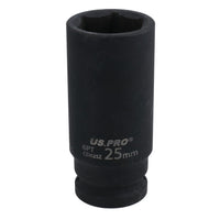 25mm 1/2in Drive Deep Metric Impact Impacted Socket 6 Sided Single Hex