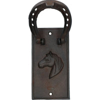 Horse Mare Shoe Head Door Knocker Bell Ringer Cast Iron Garden Shed Stable