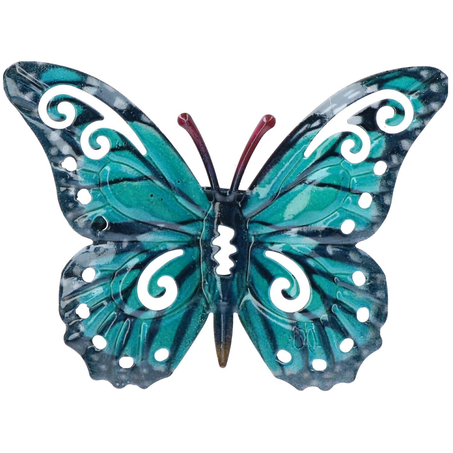 Set of 8 Blue Small Metal Butterflies Garden/Home Wall Art Ornament