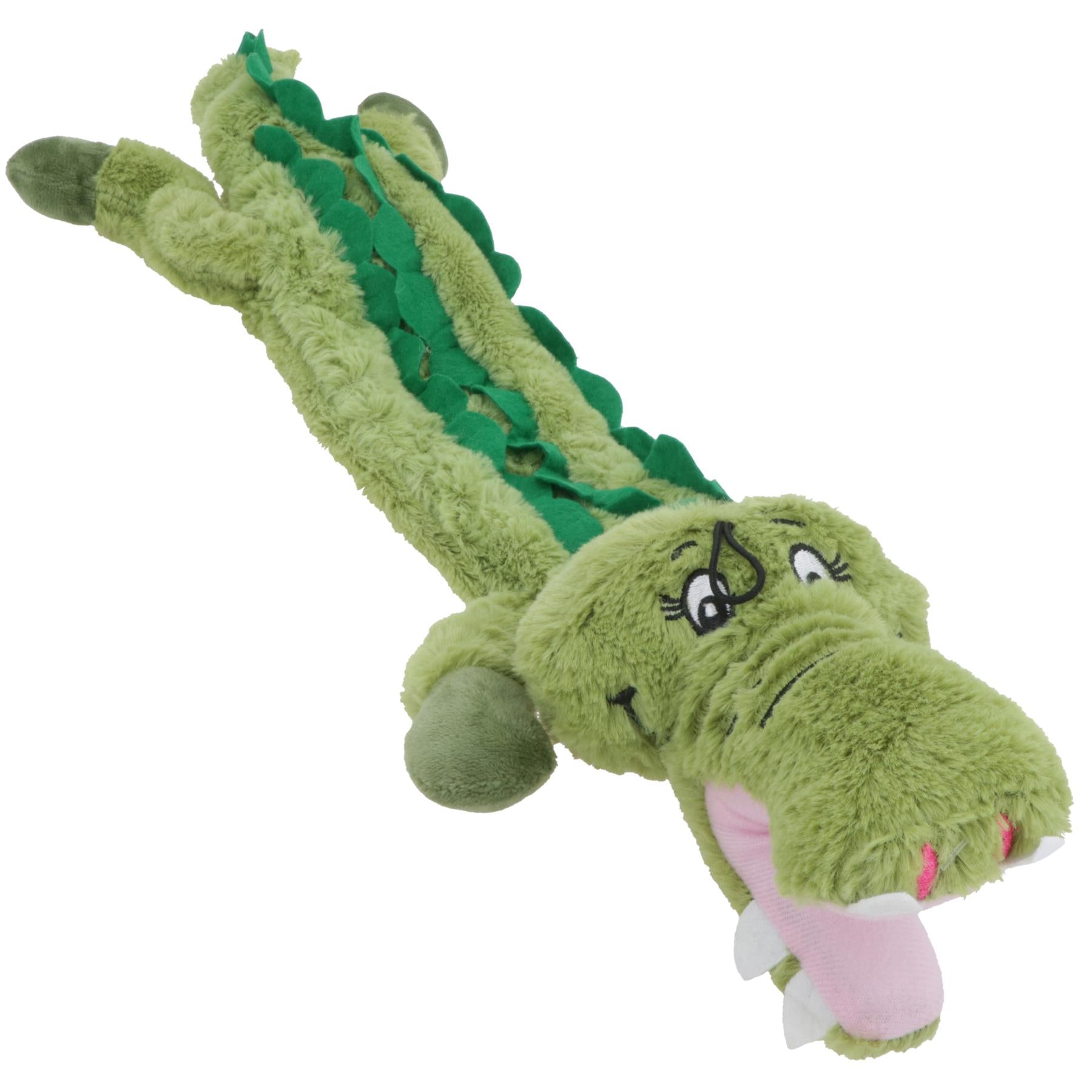 Plush Super Soft Unstuffed Wild Crinkler Alligator Dog Toy With Squeak 60x14x9cm