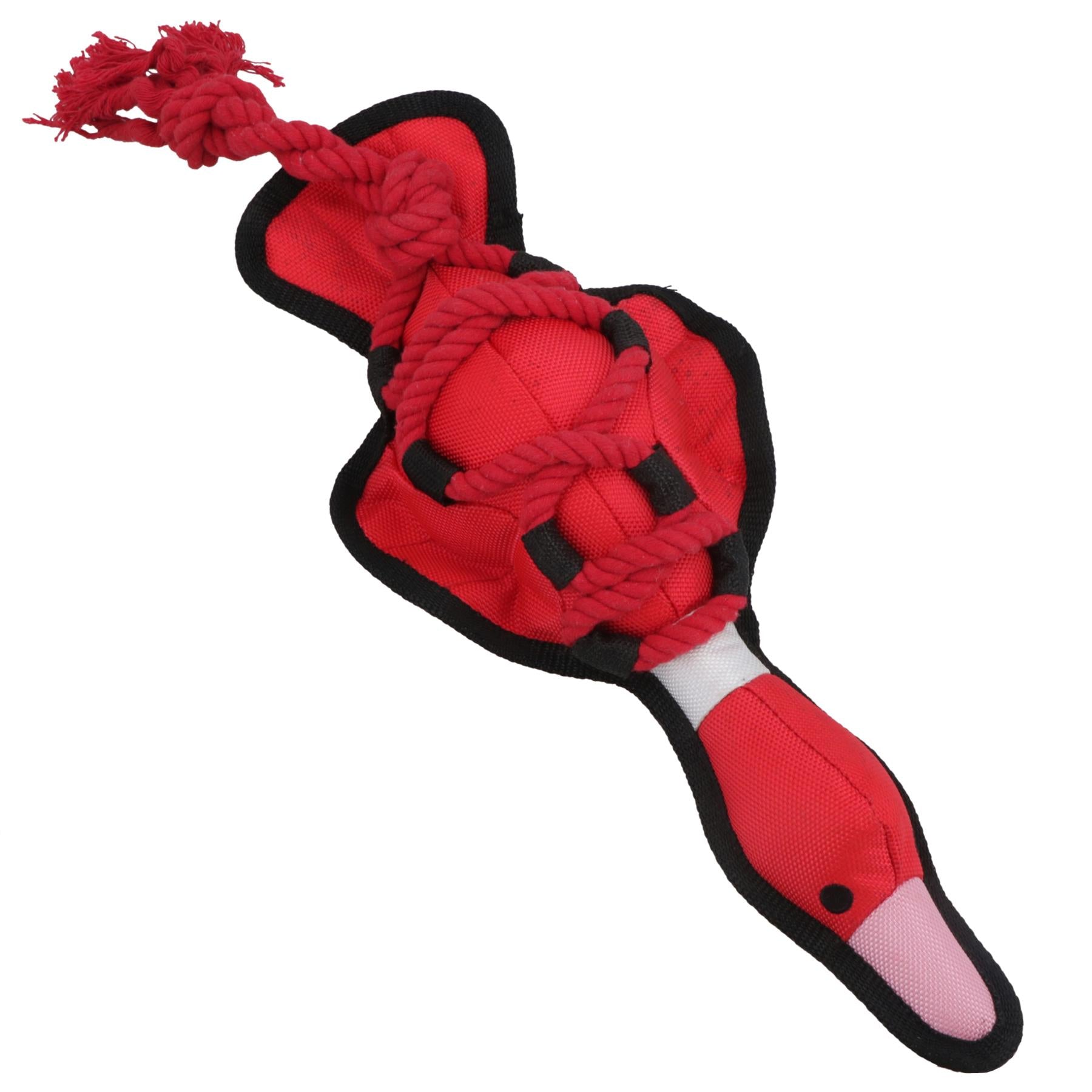 Red Cross Tug Rope Duck Doy Play Toy With Squeak 40x18x6cm