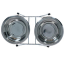 Double Diner Pet Bowl + Stand Stainless Steel Construction For Dog Food Water