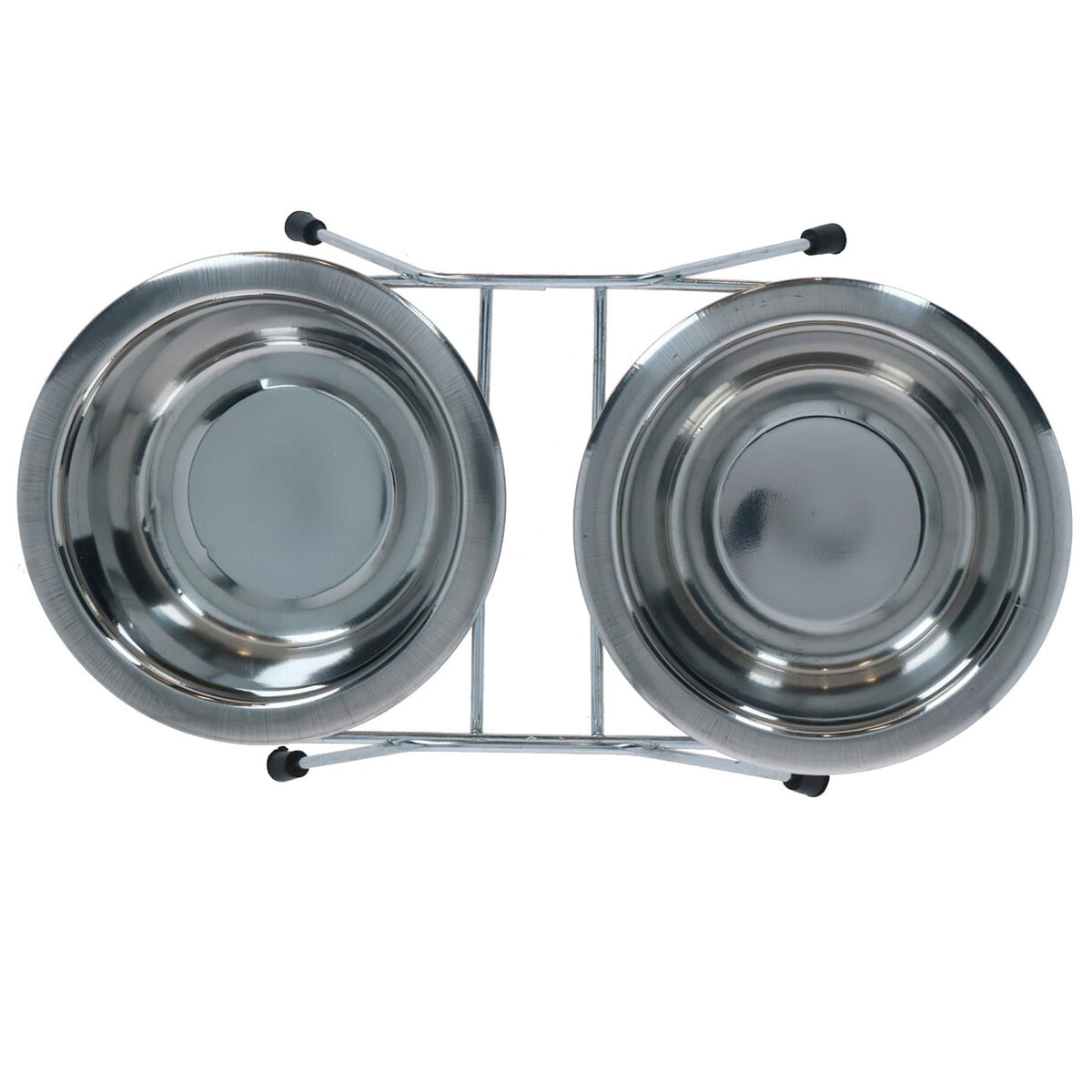 Double Diner Pet Bowl + Stand Stainless Steel Construction For Dog Food Water