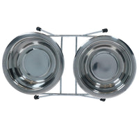 Double Diner Pet Bowl + Stand Stainless Steel Construction For Dog Food Water
