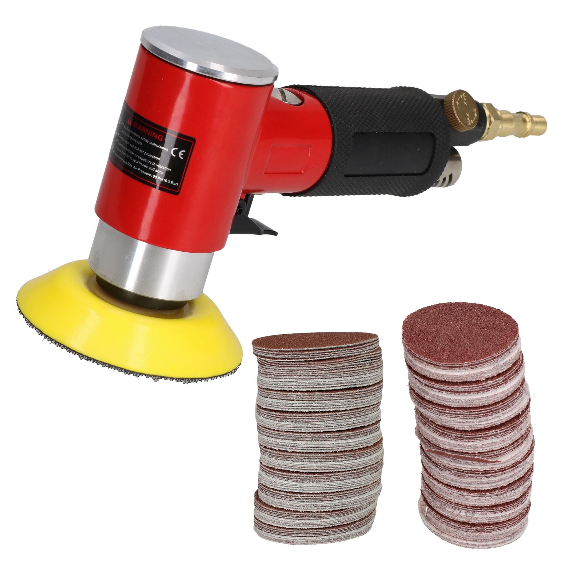 2" and 3" Mini Air Angle Grinder Polisher With Backing Pad + 200 Mixed Grit Discs