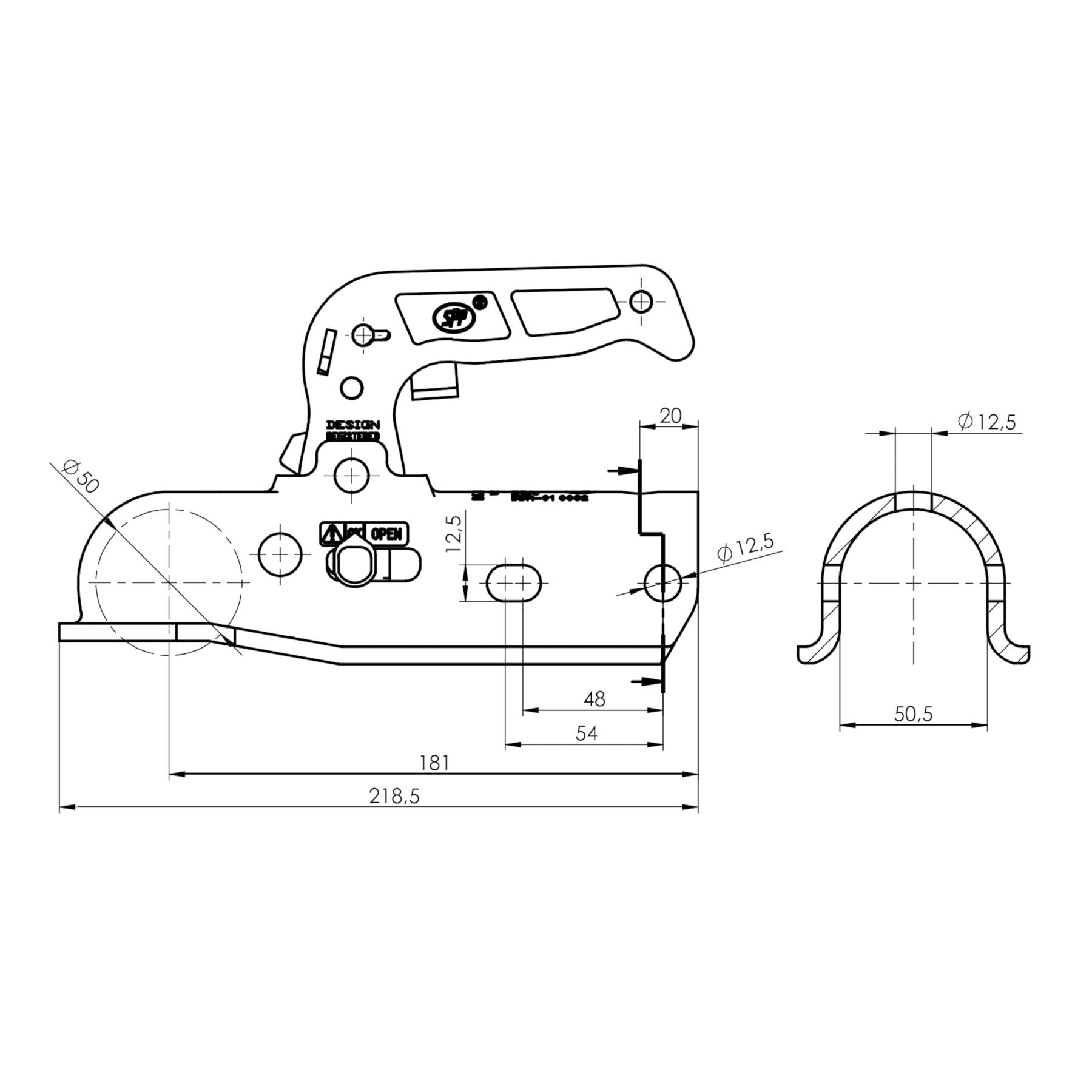 Tête d'attelage de rechange ALKO pour barres de traction de 50 mm, remorque, caravane TR204