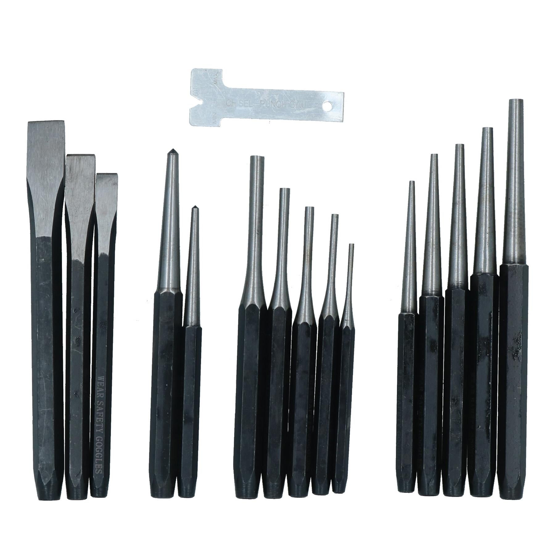 10pc Impact Hex Bit Socket Set 1/2'' Drive 4mm to 19mm &16pc Punch & Chisel Set