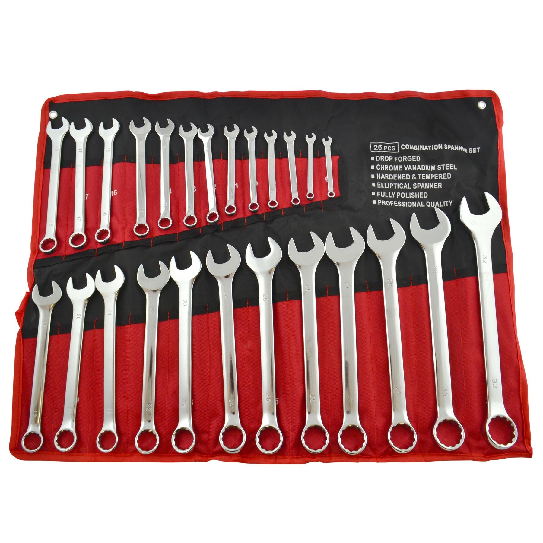 25pc Metric Combination Combo Spanner Set Open Ended / Ring 6mm -32mm ...