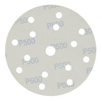 150mm Sanding Discs Aluminium Oxide Abrasive 500 Grit 15 Hole Hook + Loop