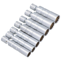 Thin Walled Swivel Magnetic Spark Plug Sockets 12 Point 3/8in Drive MM SAE 7pc
