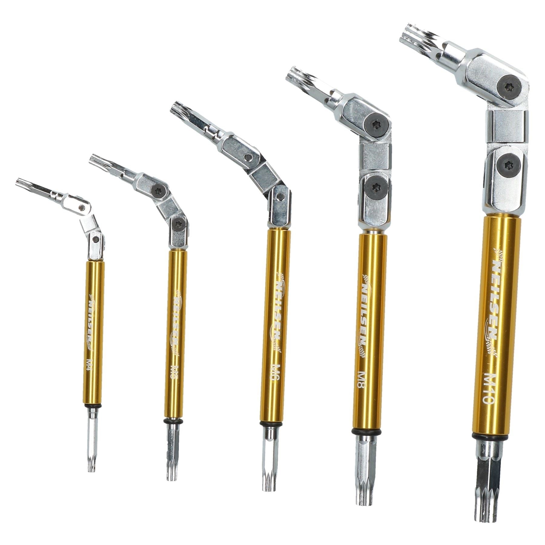 Multi Angle / Multi Jointed Flexi Spline Key Wrench Set 5pc M4 - M10