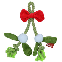 Dog Christmas Gift Mistle-Bow Plush Rope Play Toy Festive Xmas Present