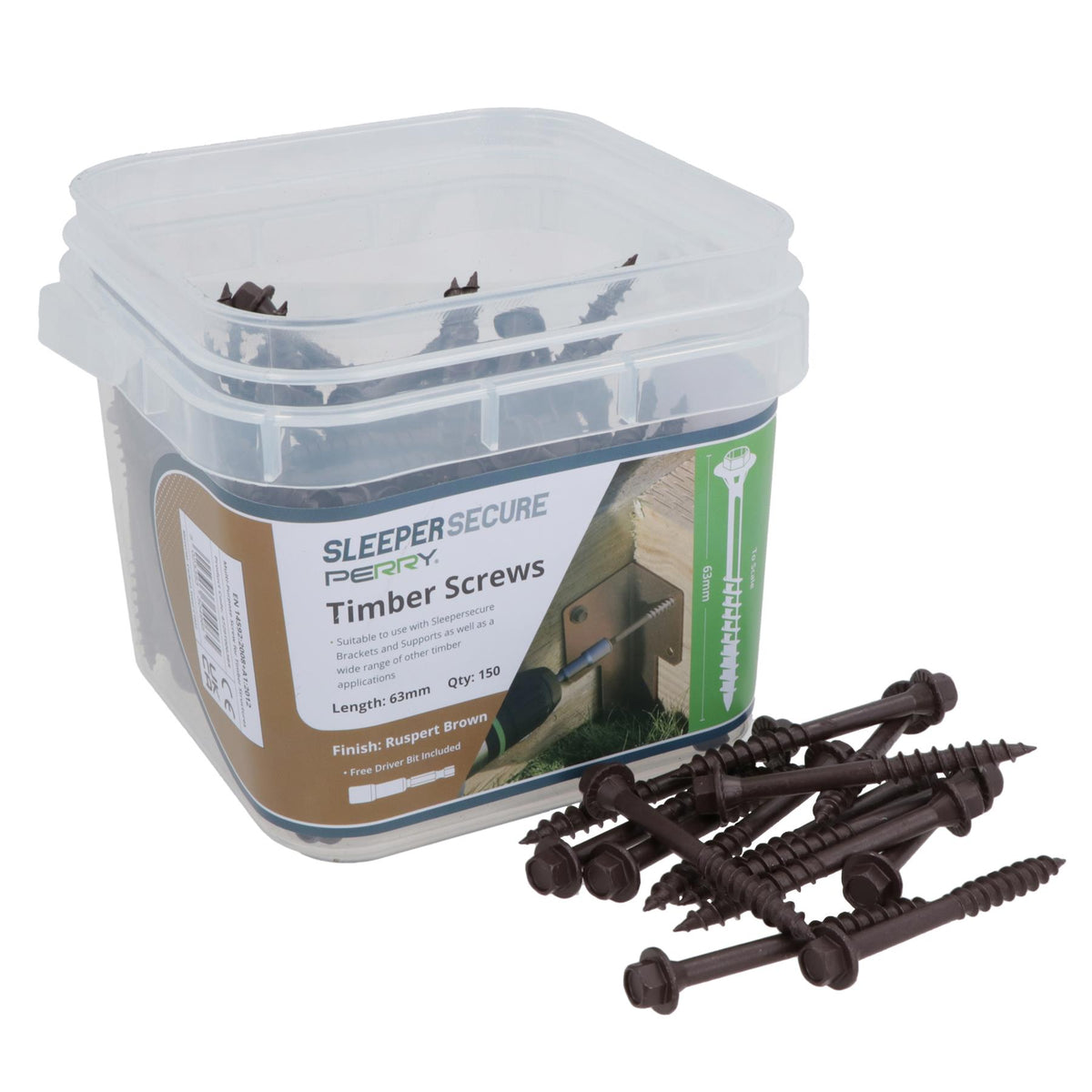 63mm Timber Sleeper Wood Screws For Railway Sleepers Hex Head Brown 150pc