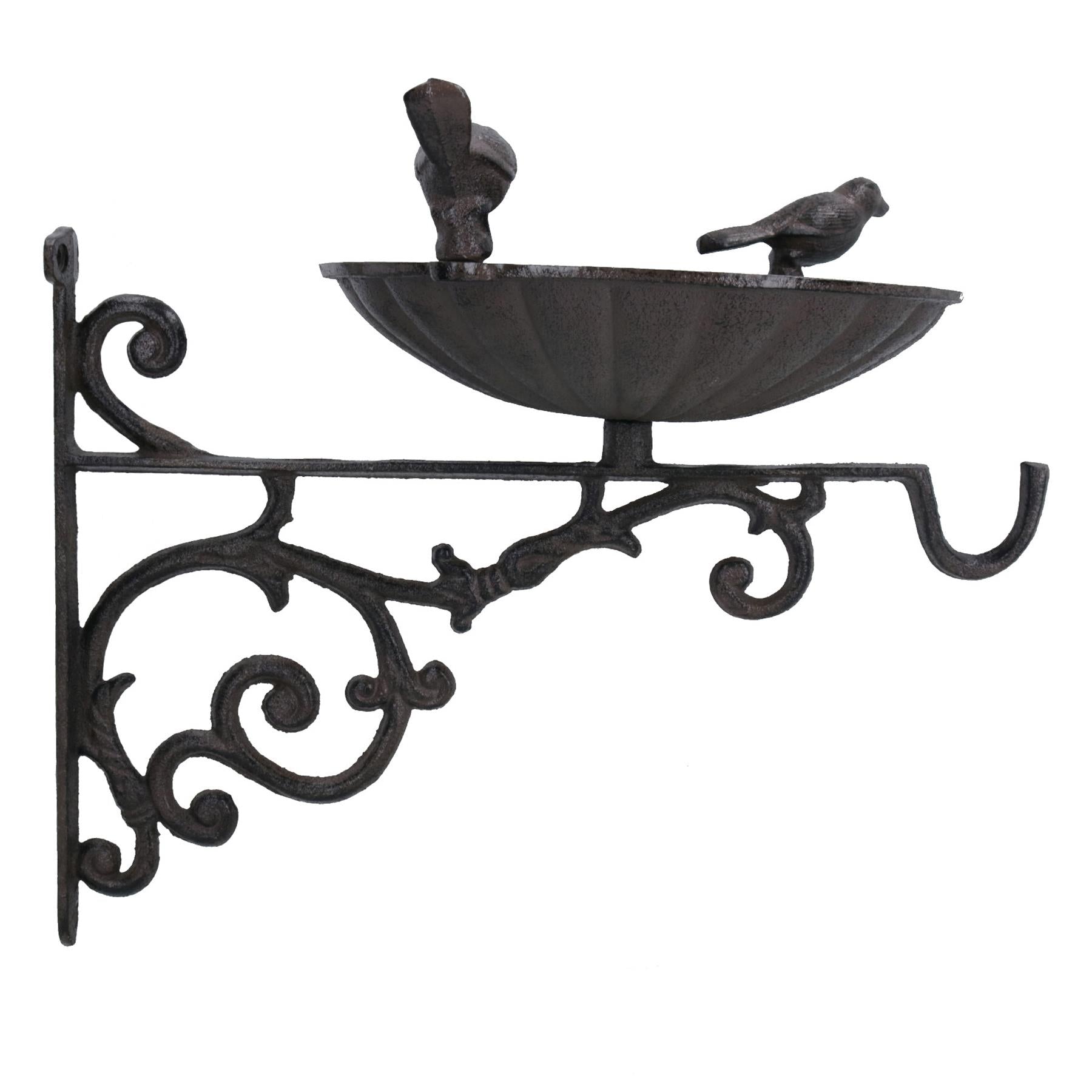 Wall Mount Bird Bath Cast Iron Feeder Ornament Garden Feature Statue Fence