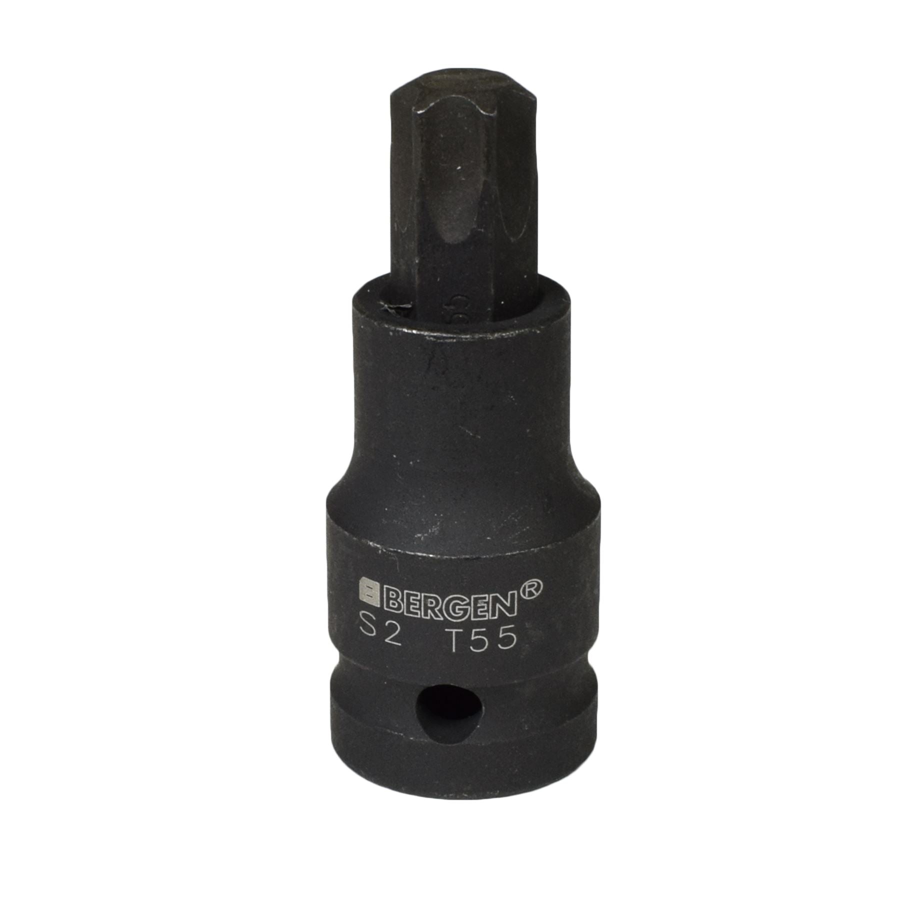 T55 x 53mm 1/2" Drive Short Impact Impacted Torx / Star Male Socket By Bergen