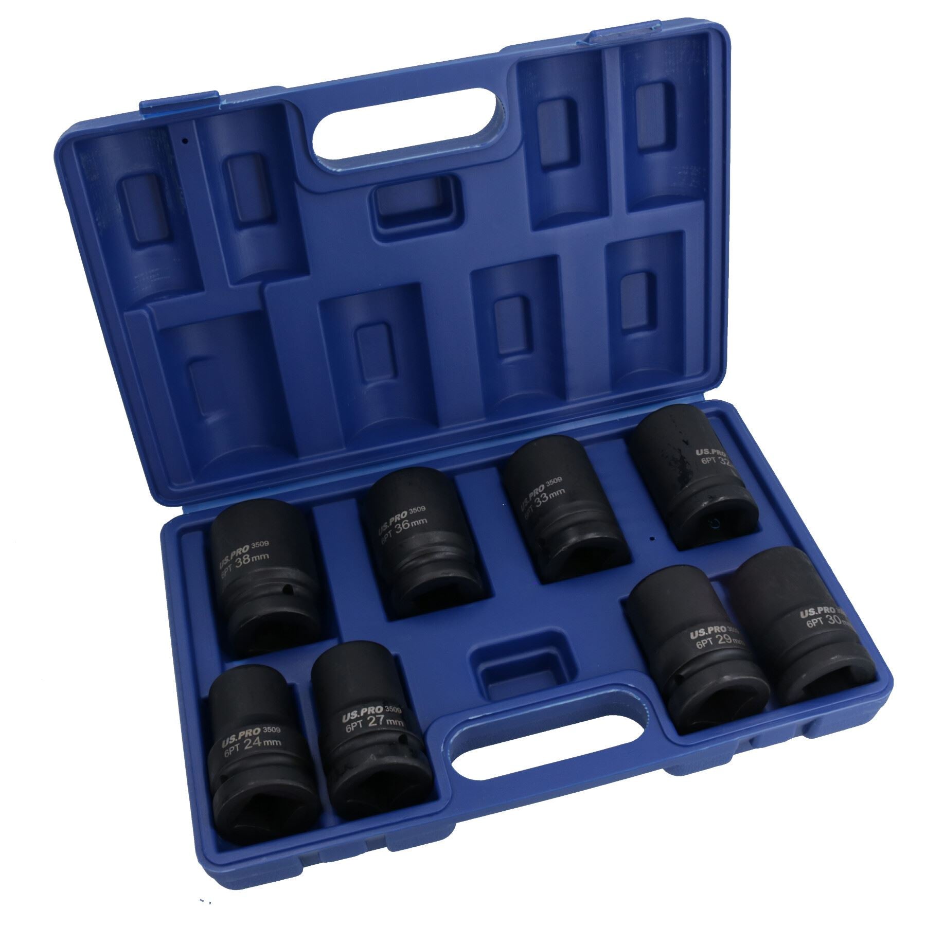 1-Zoll-Antrieb Amboss-Druckluft-Schlagschrauberpistole 2200Nm 8 Stecknüsse 24 – 38 mm + Verlängerungen