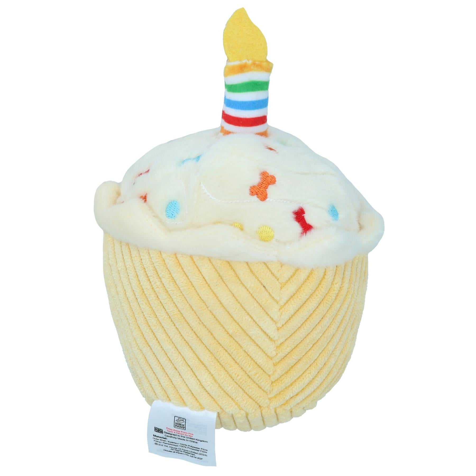 Joyeux anniversaire Cupcake jaune en peluche pour chien avec couinement pour chien