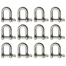 10 PACK 5mm Stainless Steel Dee Shackle Marine Grade 316