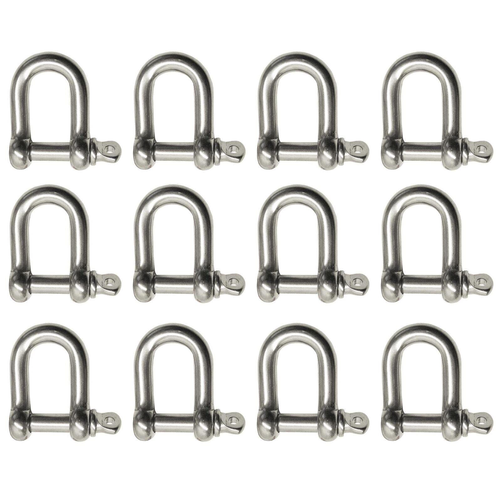10 PACK 5mm Stainless Steel Dee Shackle Marine Grade 316