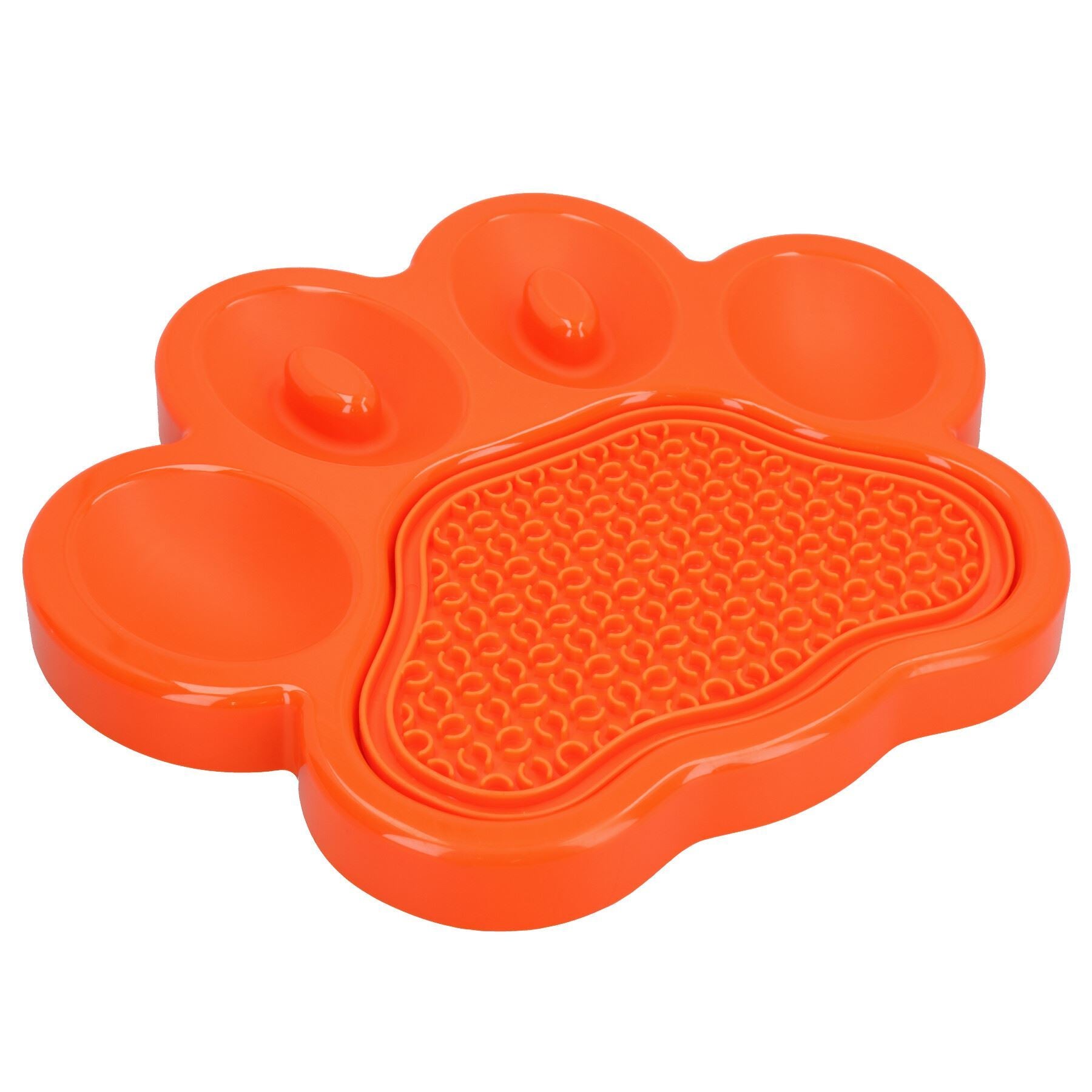 2PK Orange Paw Interactive Dog Slow Feeder & Lick Mat Dog Food Accessories