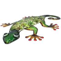 Metallic Green Gecko Garden/Home Wall Art Ornament Gift With Hanging Hook