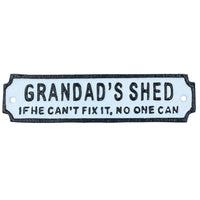 Grandads Shed Cast Iron Sign Plaque Door Wall House Gate Garage Workshop