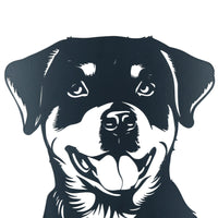 Black Metal Peeking Rottweiler Silhouette with Fixing Plate Garden Ornament Gift