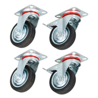 3 Inch 75mm Swivel + Swivel Castors with Brakes Wheels Trolley Furniture 4 Pack