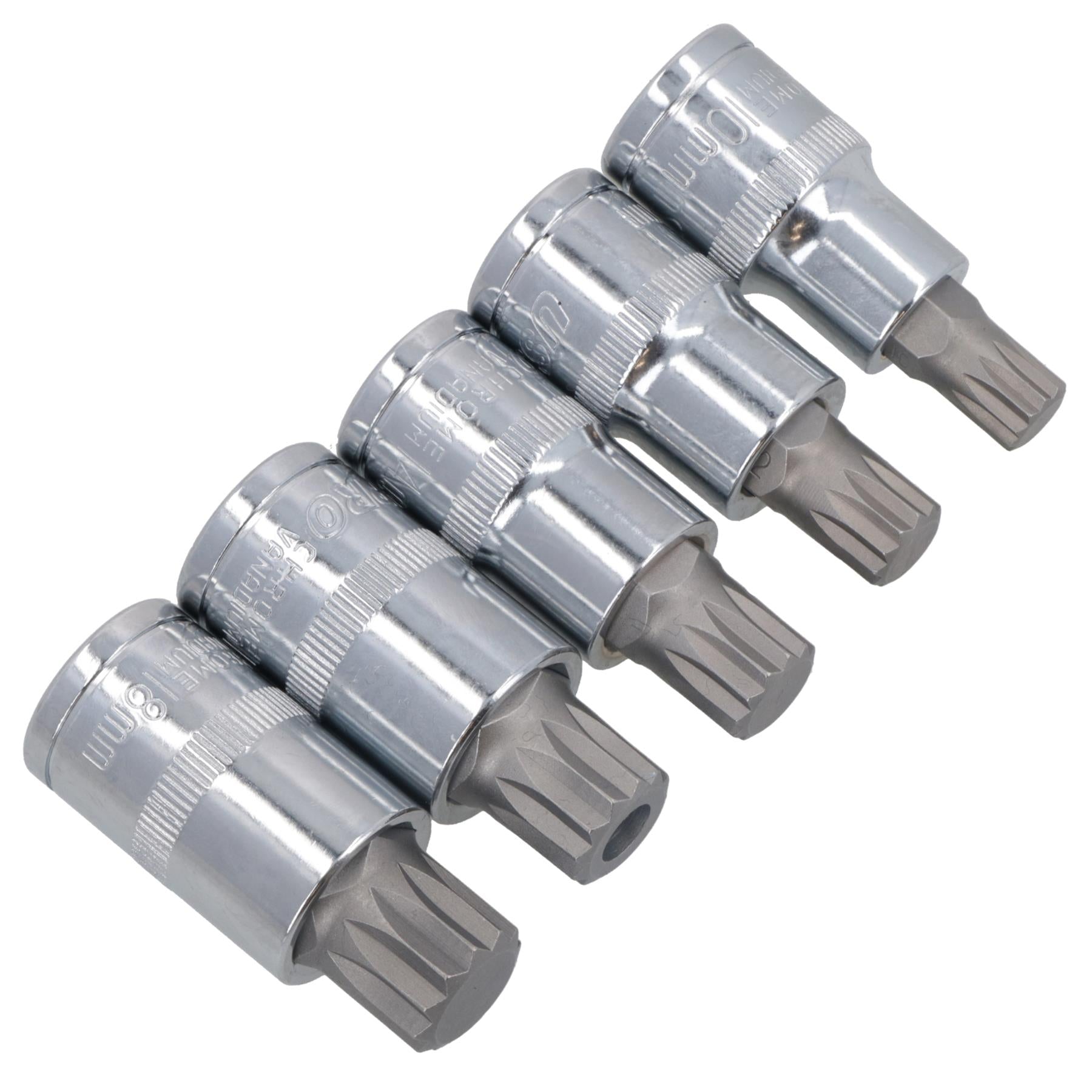 Douilles carrées triples inviolables à entraînement mâle cannelé 1/2" M10 - M18